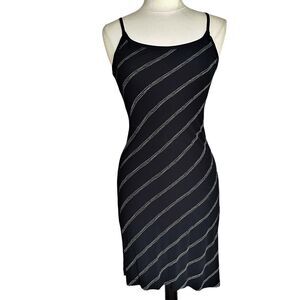 Banana Republic Black striped BodyCon Mini Dress Sz XS Strappy Sexy Stretch